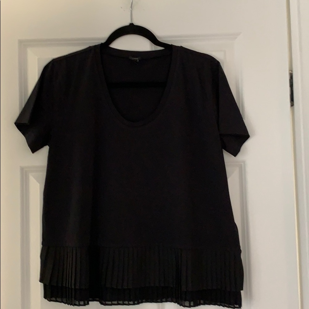 Jcrew black silky shirt with pleated hem